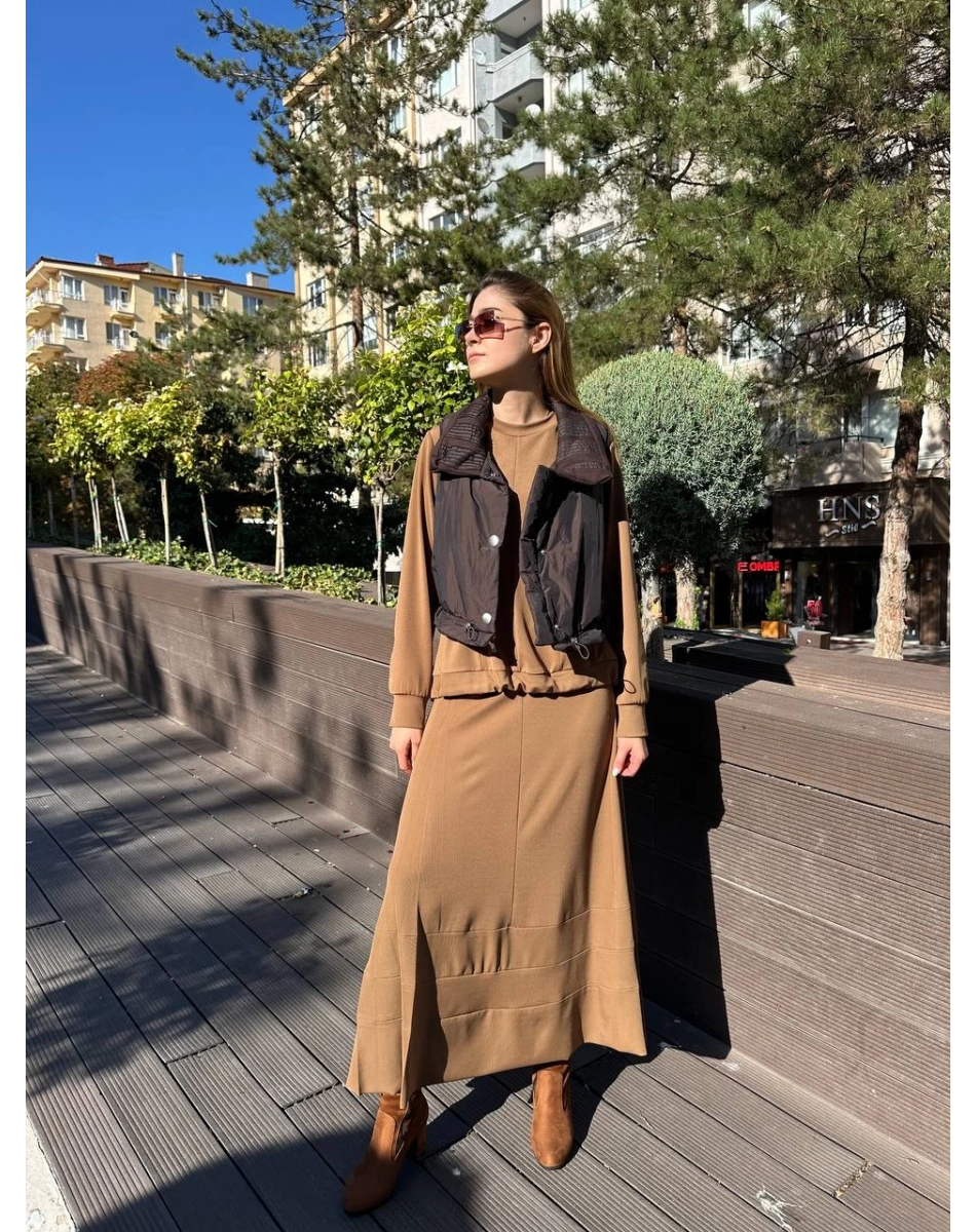 Misswhence 36702 Kahverengi Şişme Yelek