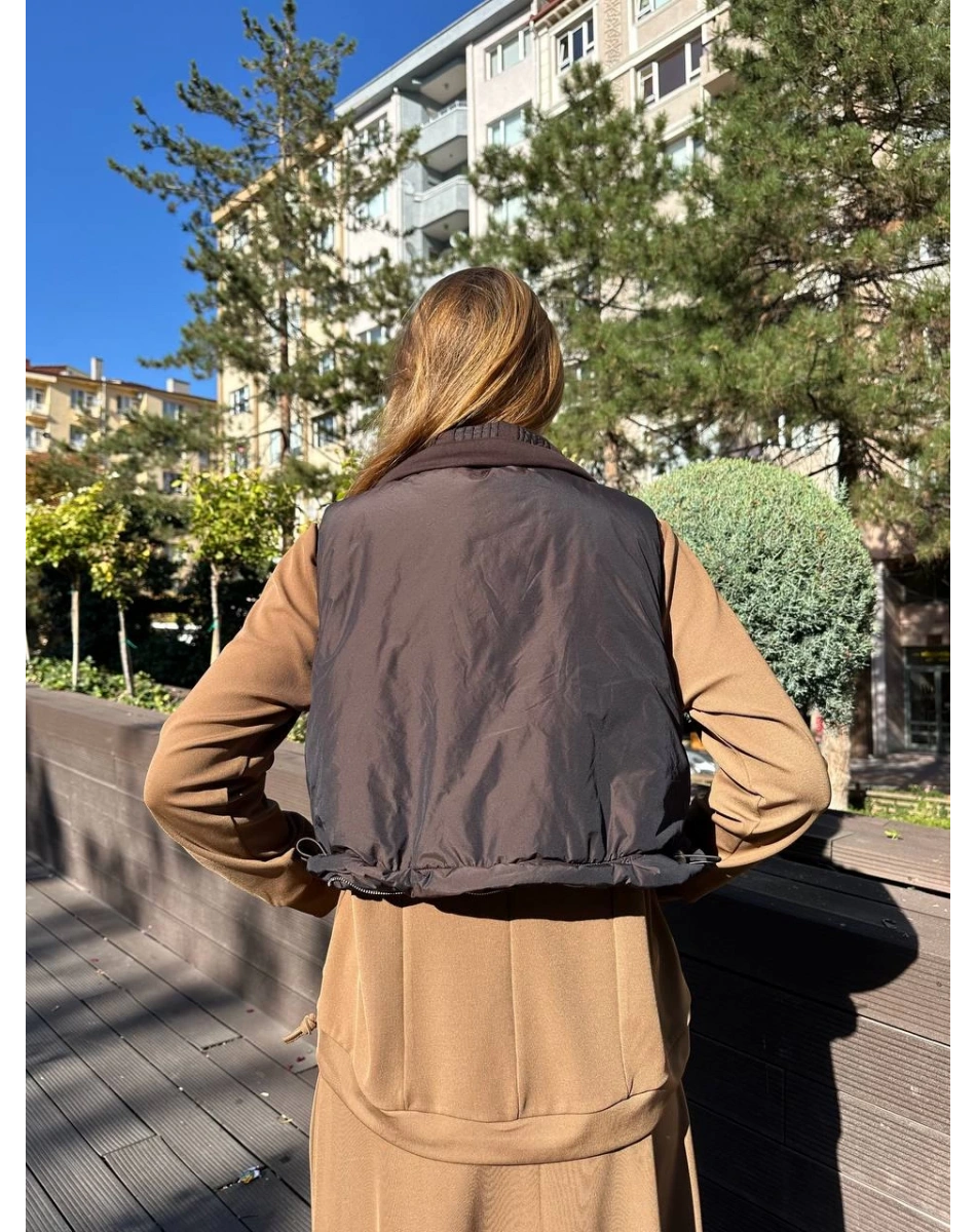 Misswhence 36702 Kahverengi Şişme Yelek