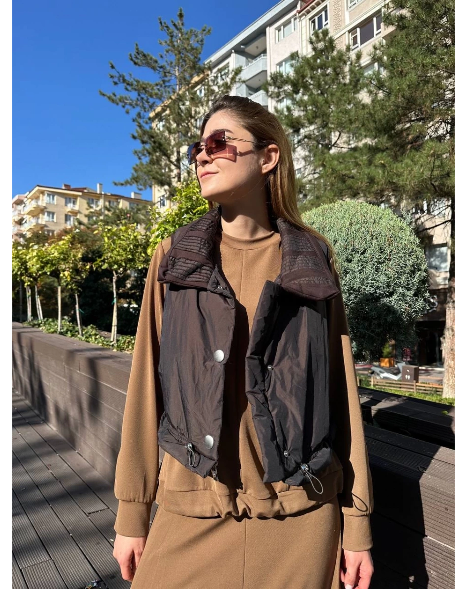Misswhence 36702 Kahverengi Şişme Yelek