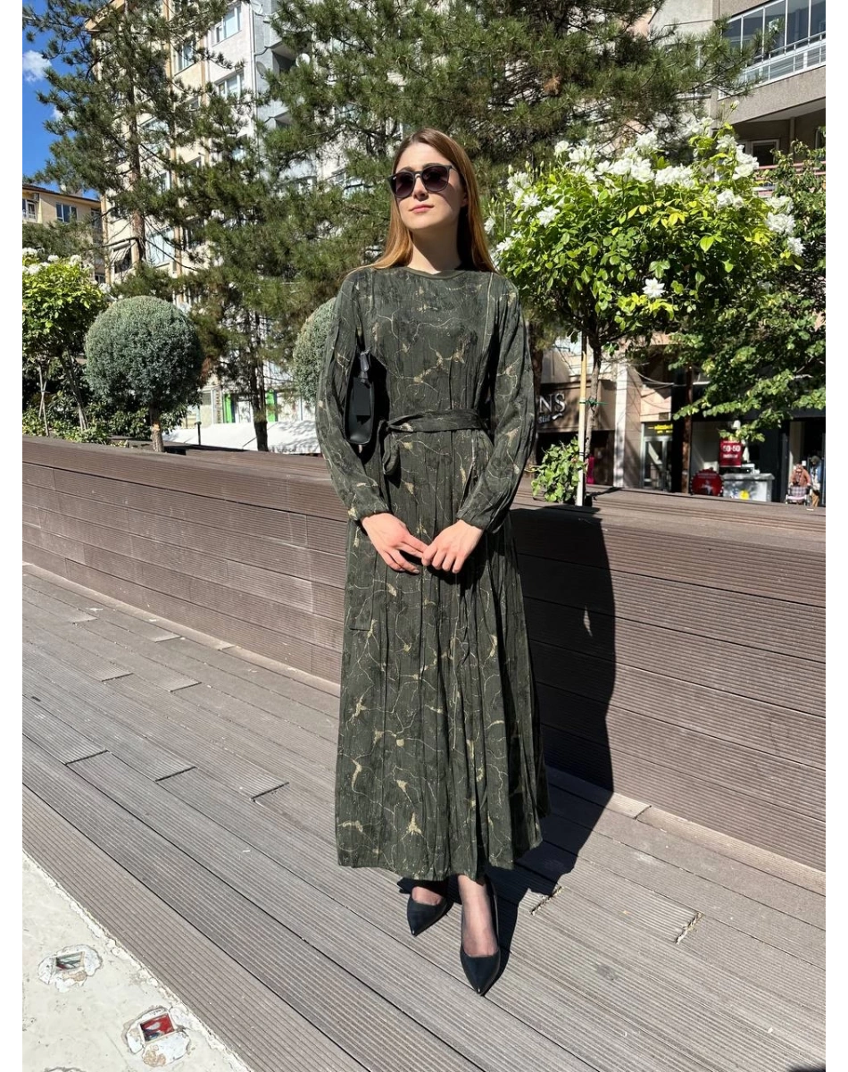 Misswhence 36802 Haki Fermuar Detaylı Elbise