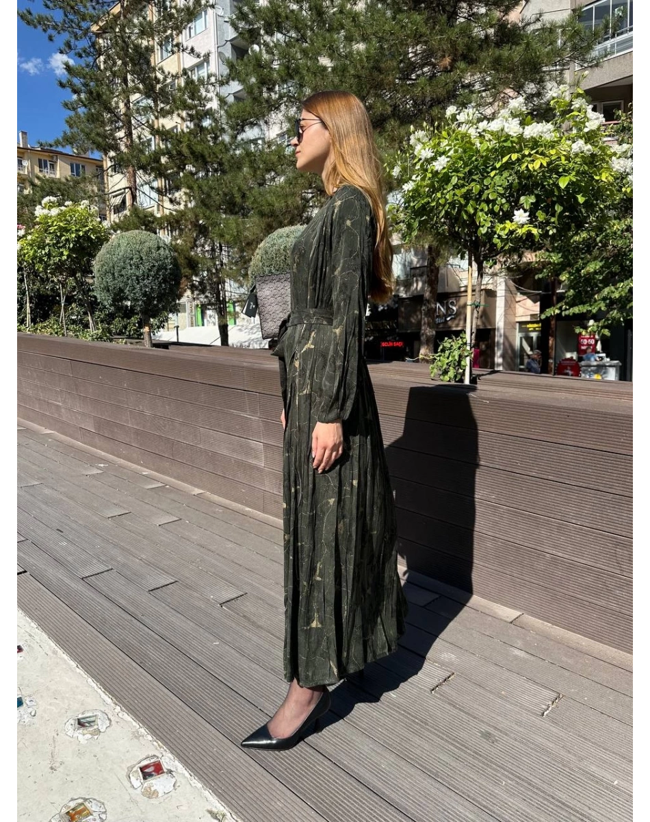 Misswhence 36802 Haki Fermuar Detaylı Elbise