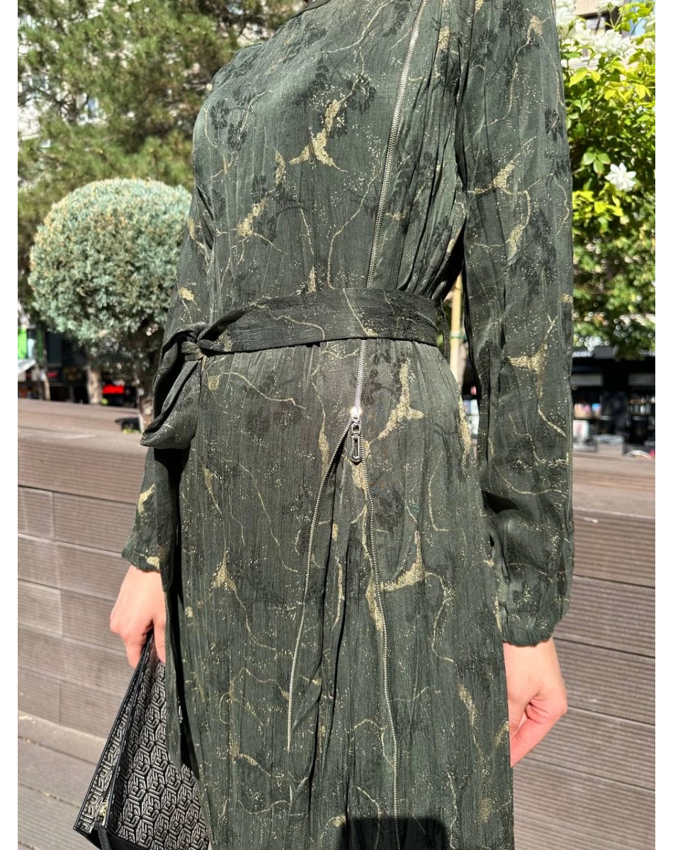 Misswhence 36802 Haki Fermuar Detaylı Elbise