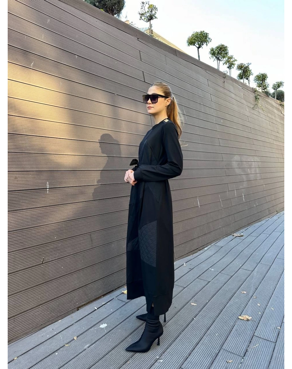 Misswhence 36804 Siyah Patchwork Elbise