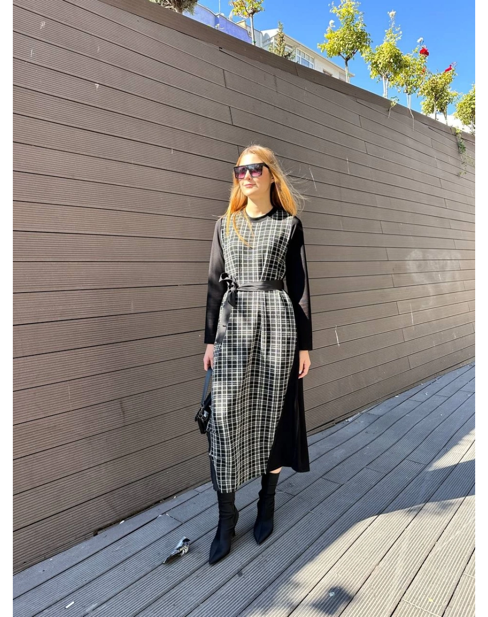 Misswhence 36814 Siyah Desenli Elbise