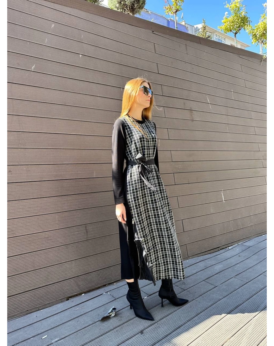 Misswhence 36814 Siyah Desenli Elbise