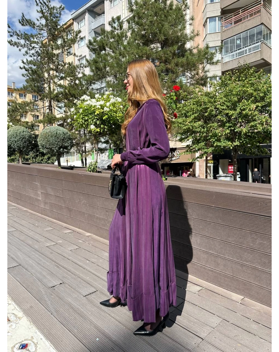 Misswhence 36820 Mürdüm İpek Elbise