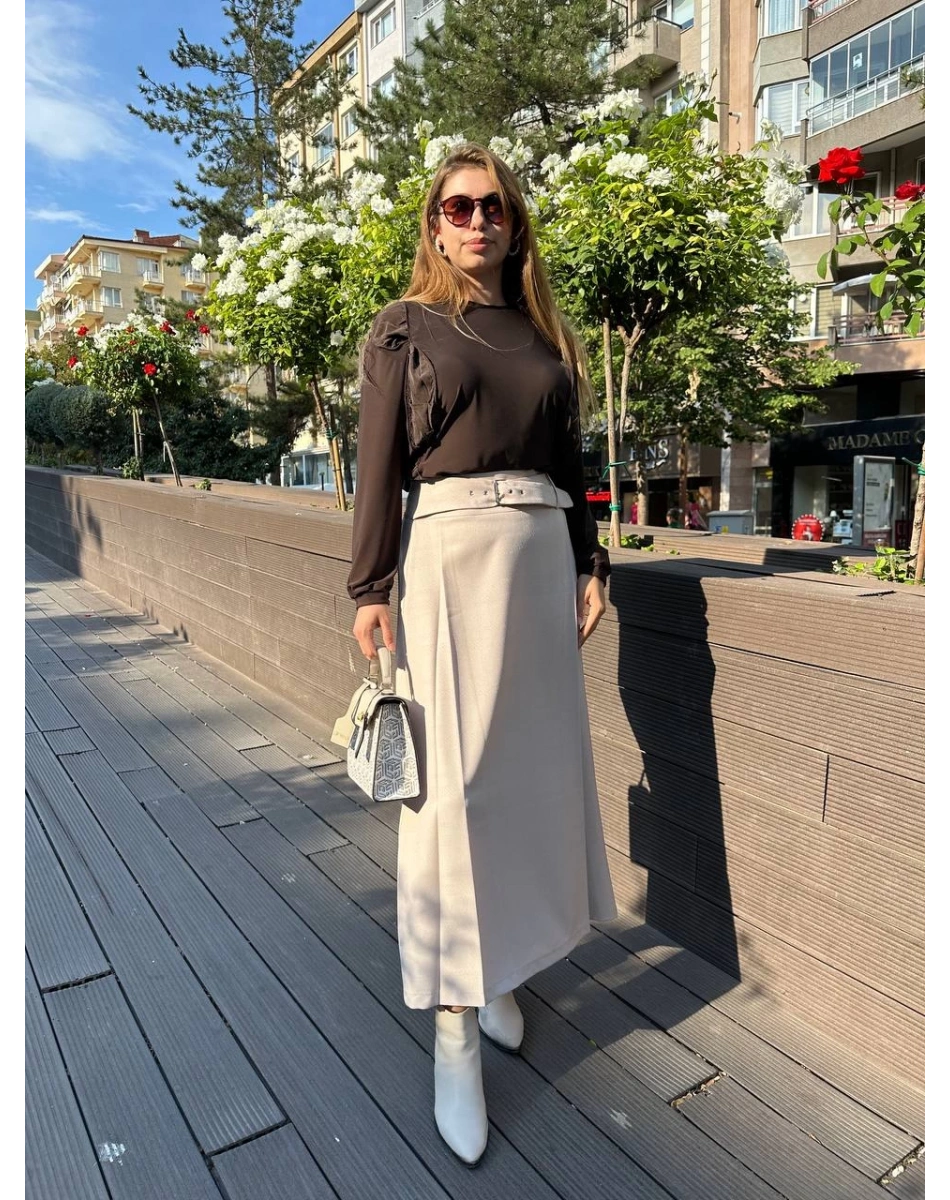 Misswhence 36904 Taş Fermuar Detaylı Etek