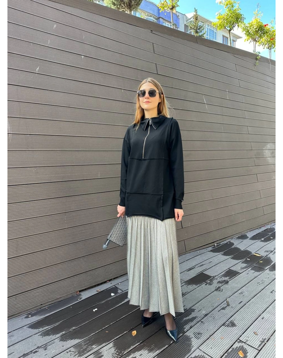 Misswhence 36908 Gri Pilise Etek