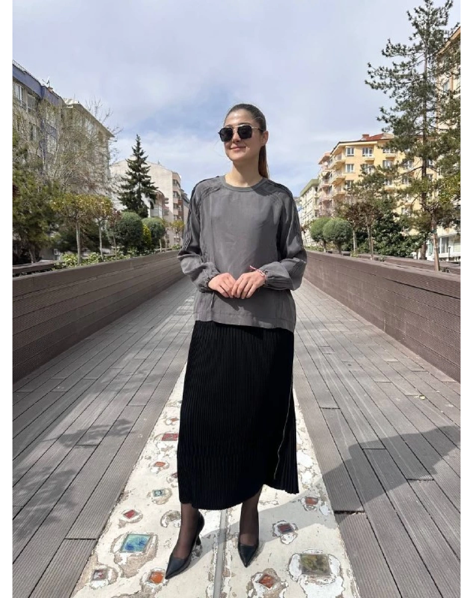 Misswhence 37004 Gri İpek Tunik