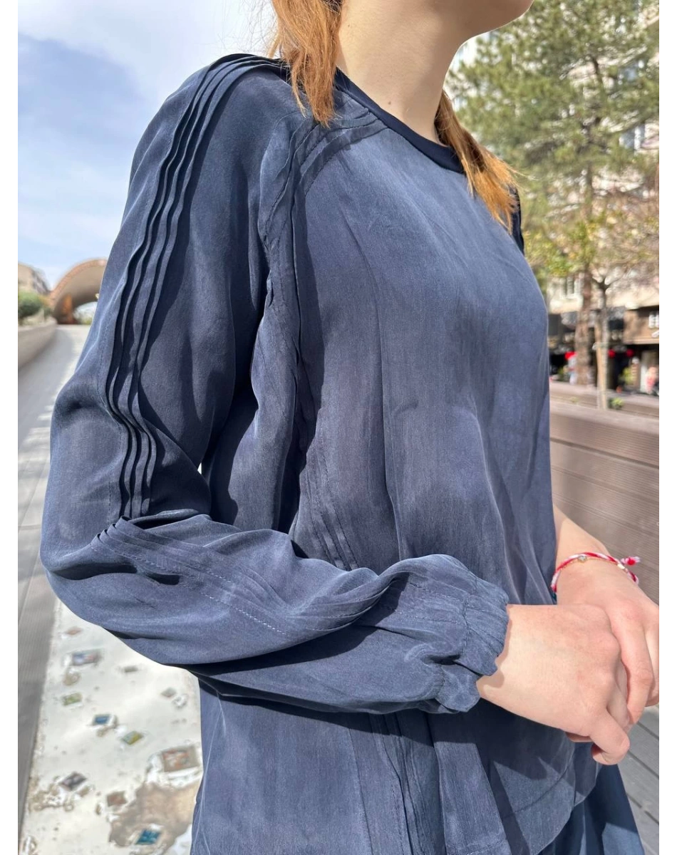 Misswhence 37004 Lacivert İpek Tunik