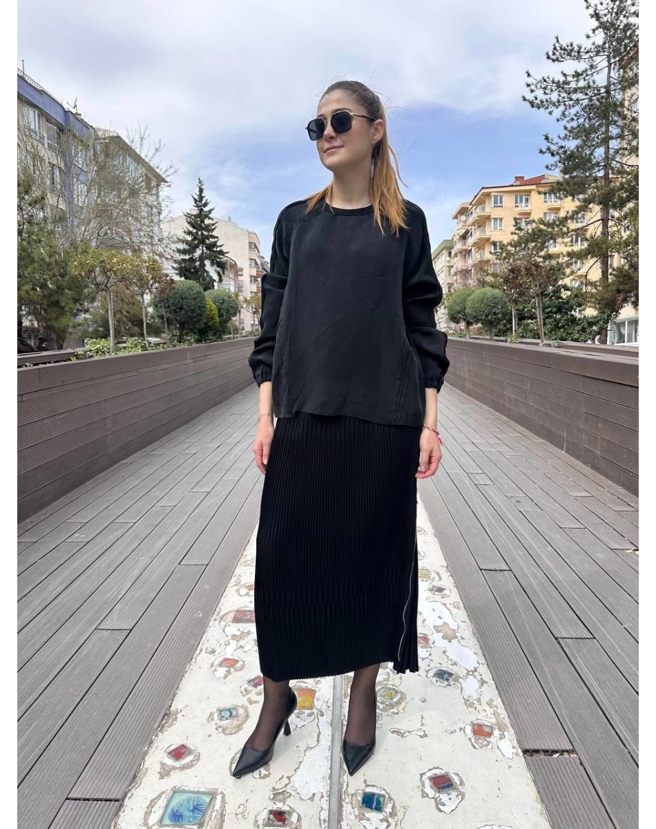 Misswhence 37004 Siyah İpek Tunik