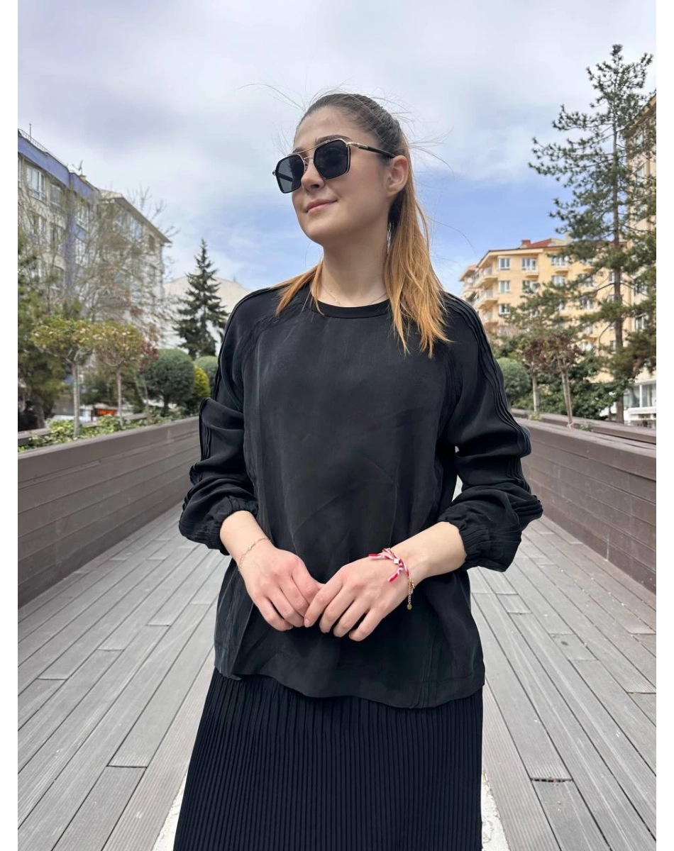 Misswhence 37004 Siyah İpek Tunik