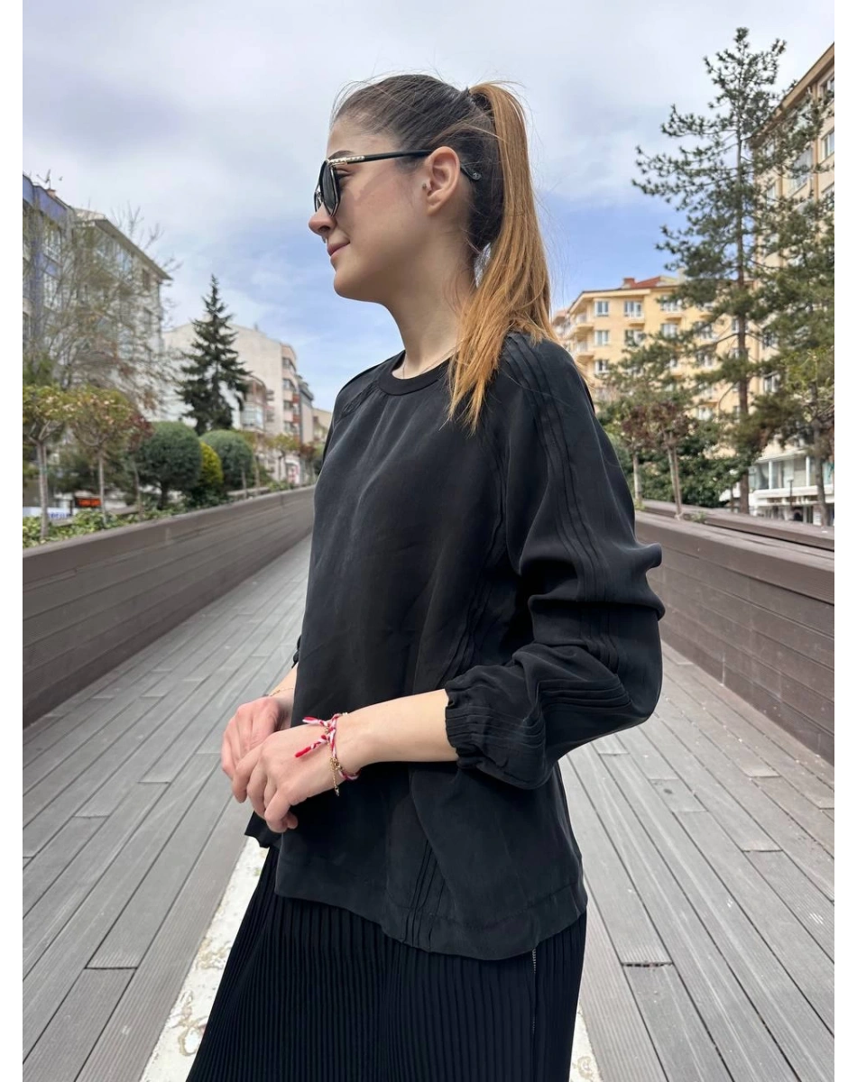 Misswhence 37004 Siyah İpek Tunik