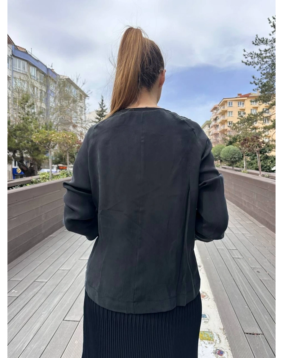 Misswhence 37004 Siyah İpek Tunik