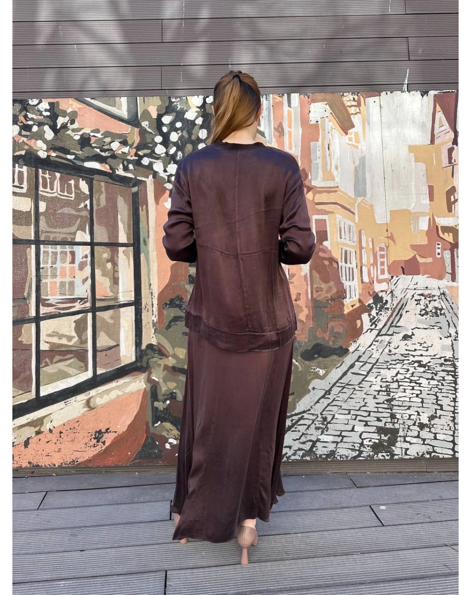 Misswhence 37008 Kahve Tunik Etek Takım