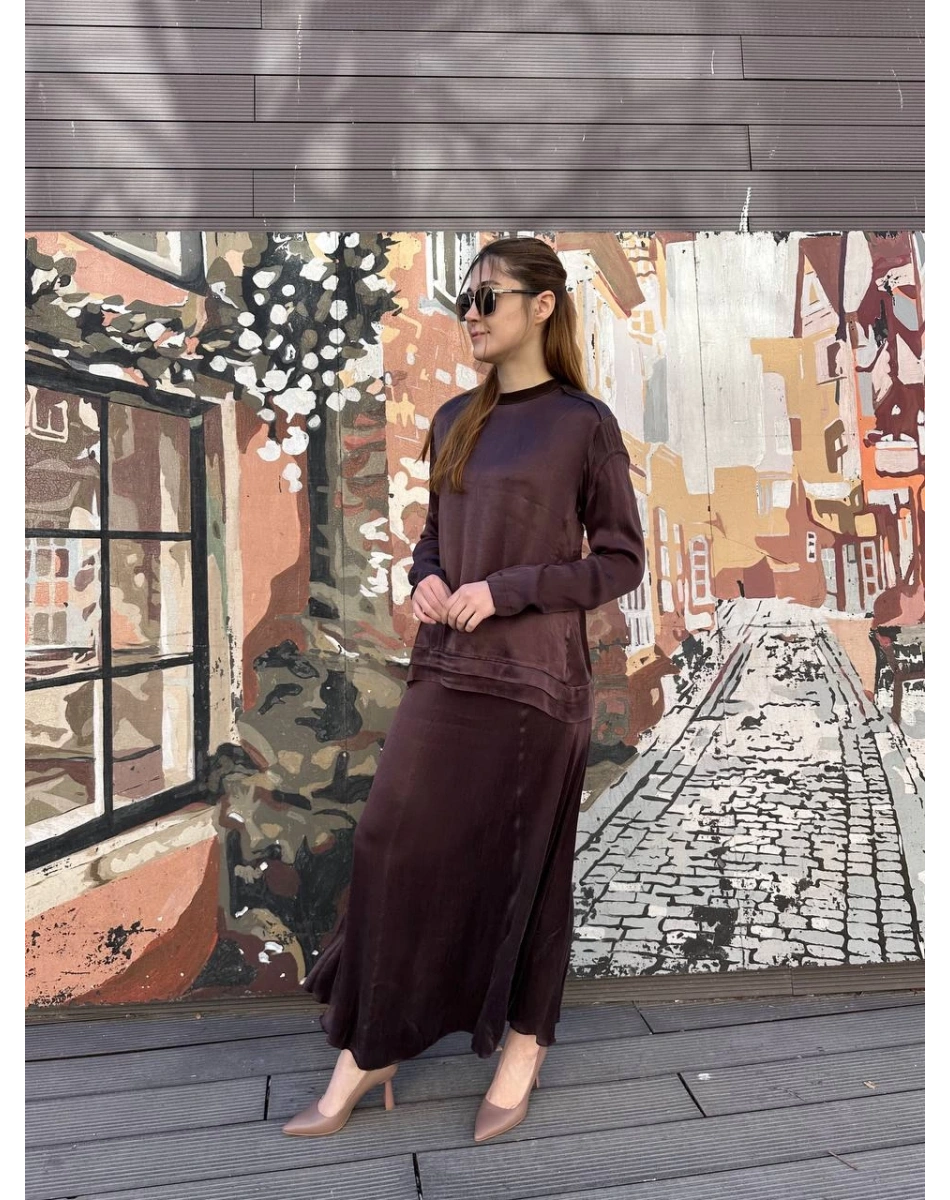 Misswhence 37008 Kahve Tunik Etek Takım