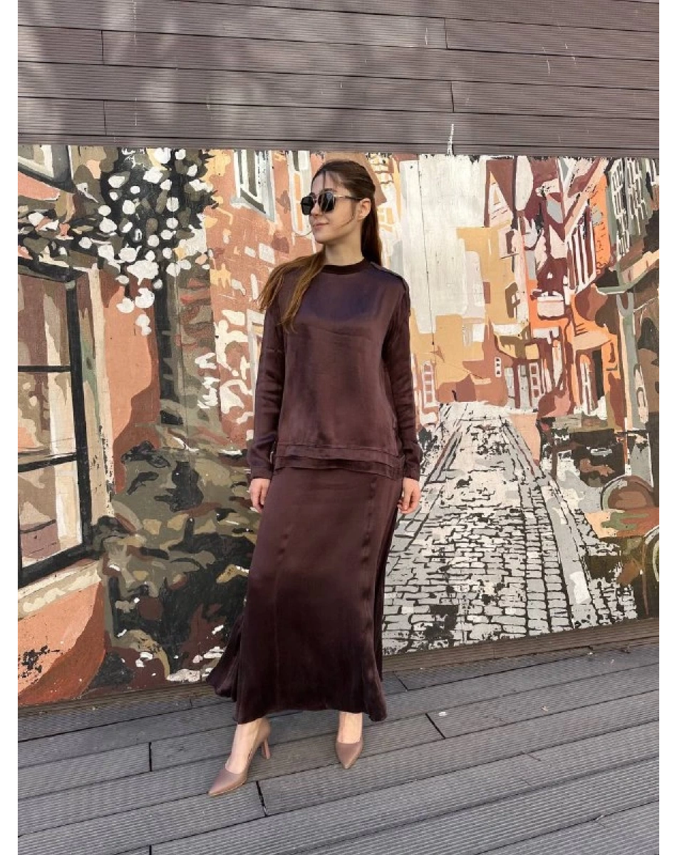 Misswhence 37008 Kahve Tunik Etek Takım