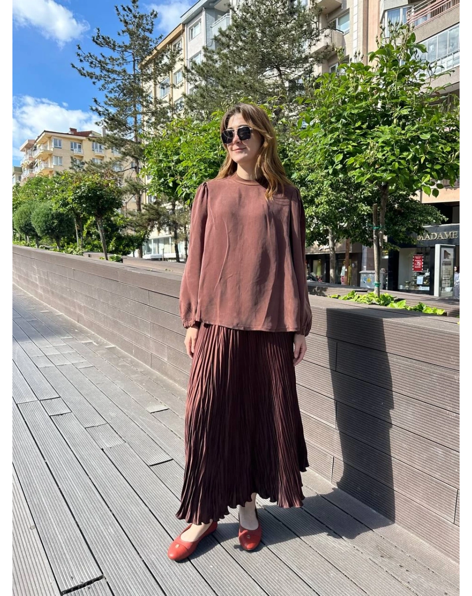 Misswhence 37019 Bakır İpek Kısa Tunik