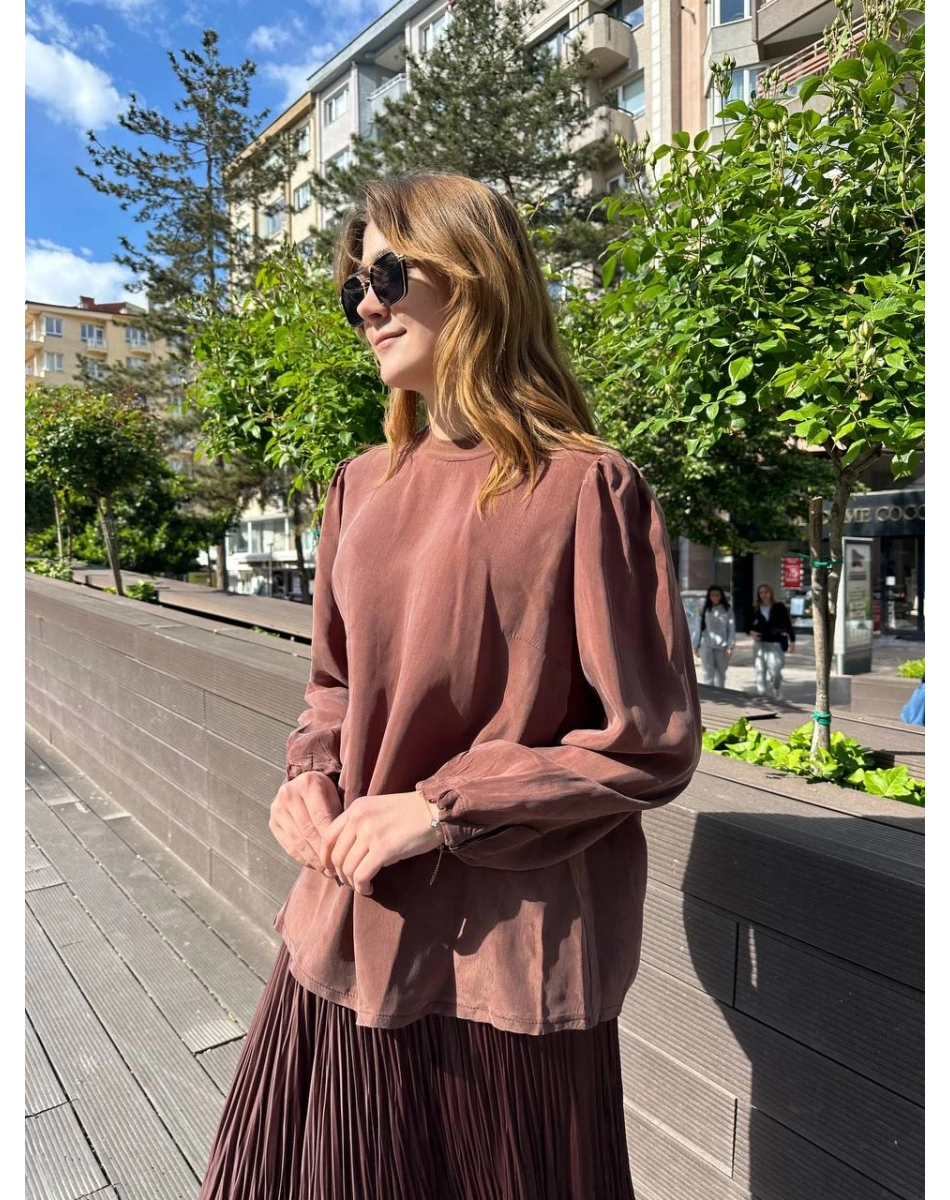 Misswhence 37019 Bakır İpek Kısa Tunik
