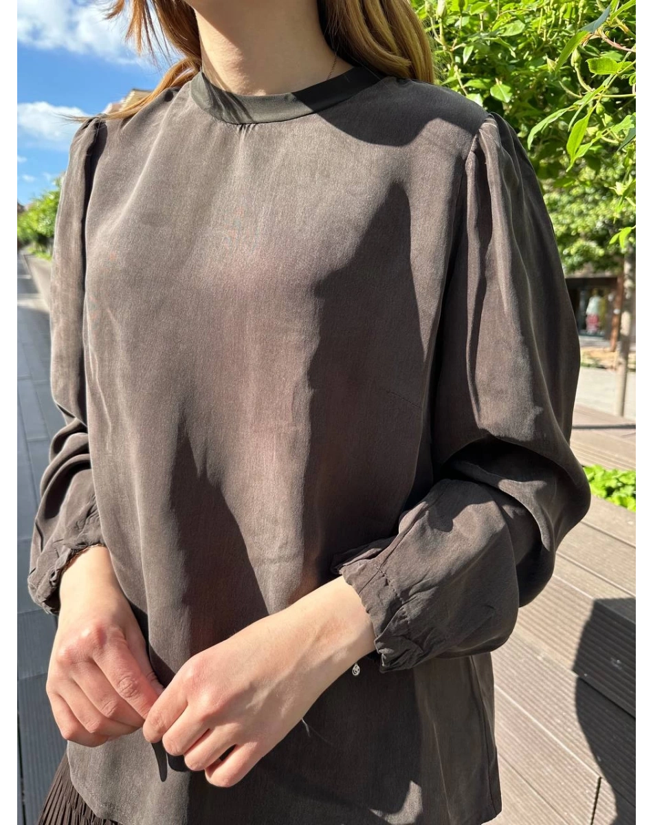 Misswhence 37019 Kahverengi İpek Kısa Tunik