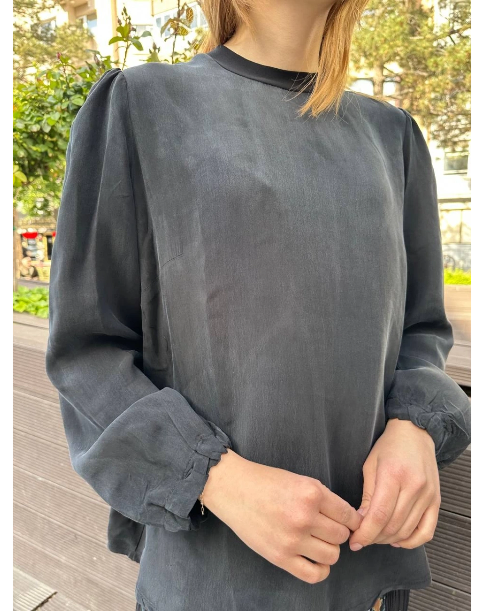 Misswhence 37019 Siyah İpek Kısa Tunik