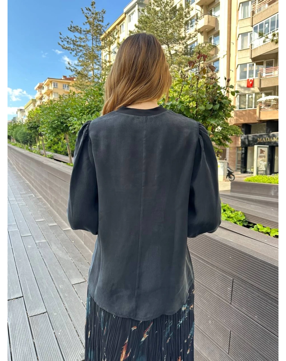 Misswhence 37019 Siyah İpek Kısa Tunik