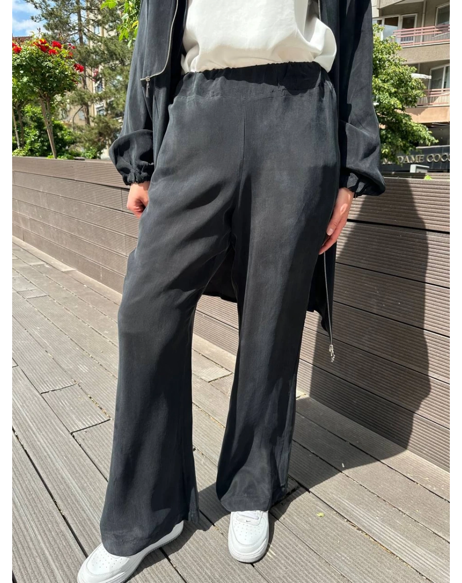 Misswhence 37110 Siyah İpek Pantolon