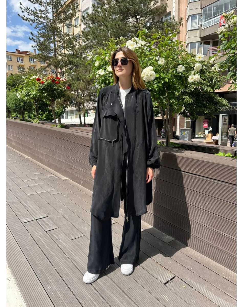 Misswhence 37110 Siyah İpek Pantolon