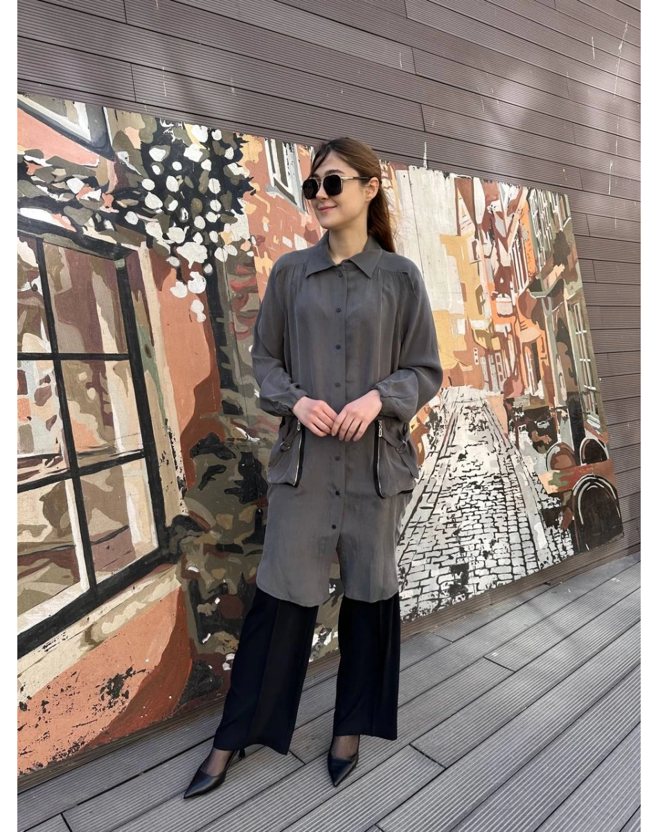 Misswhence 37302 Gri Gömlek