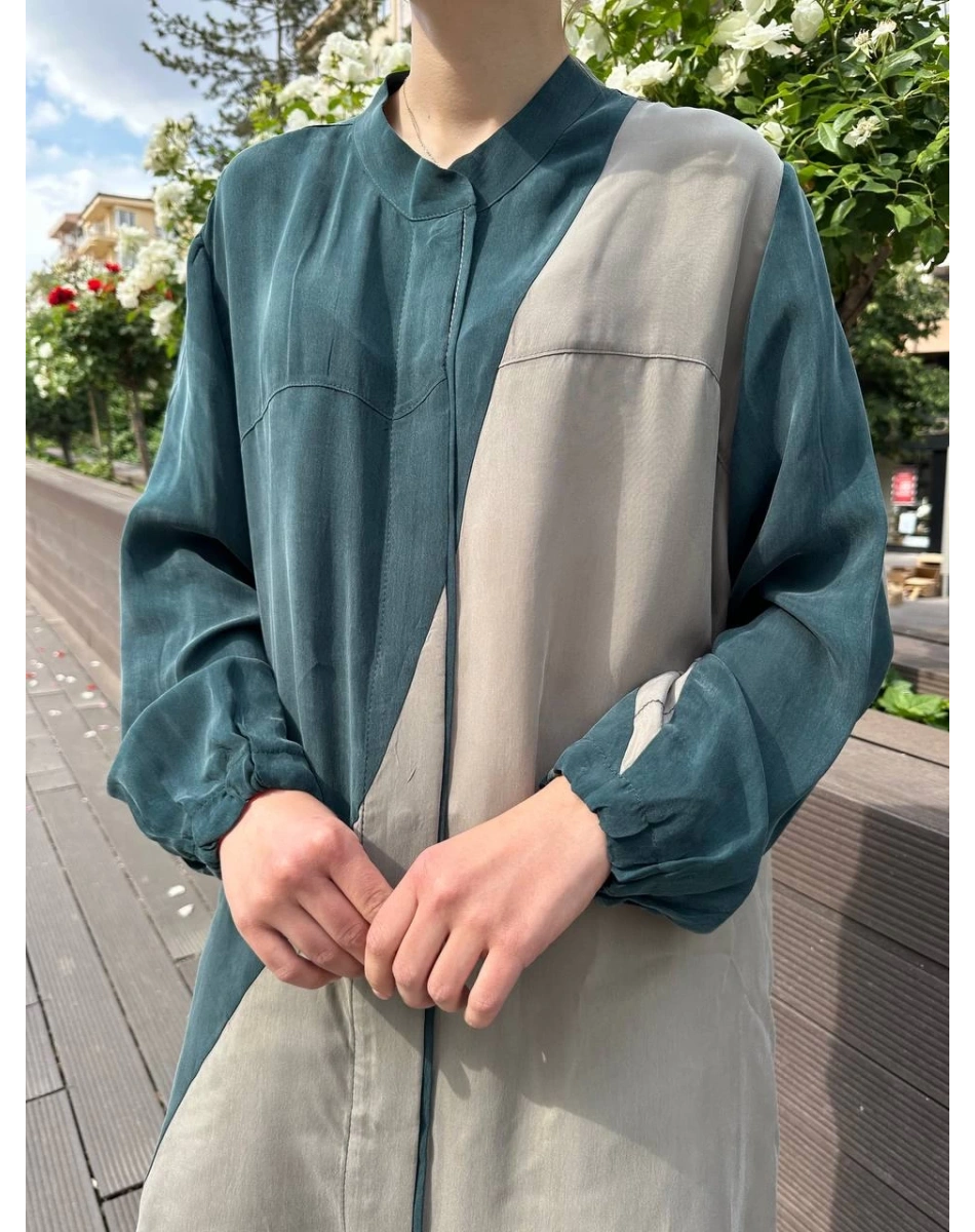 Misswhence 37315 Zümrüt Taş Cupro İpek Gömlek