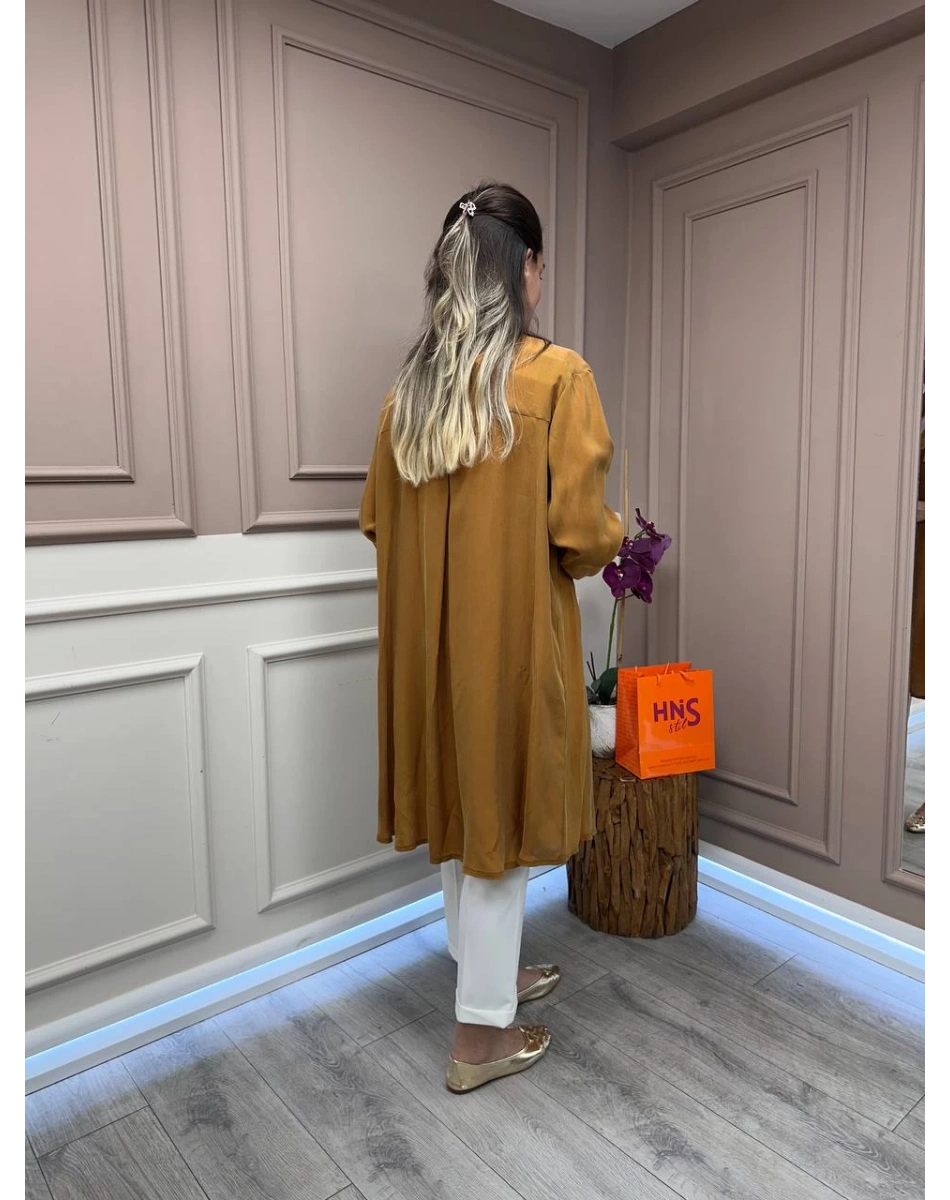 Misswhence 37402 Hardal Fermuarlı Ara Boy Kap