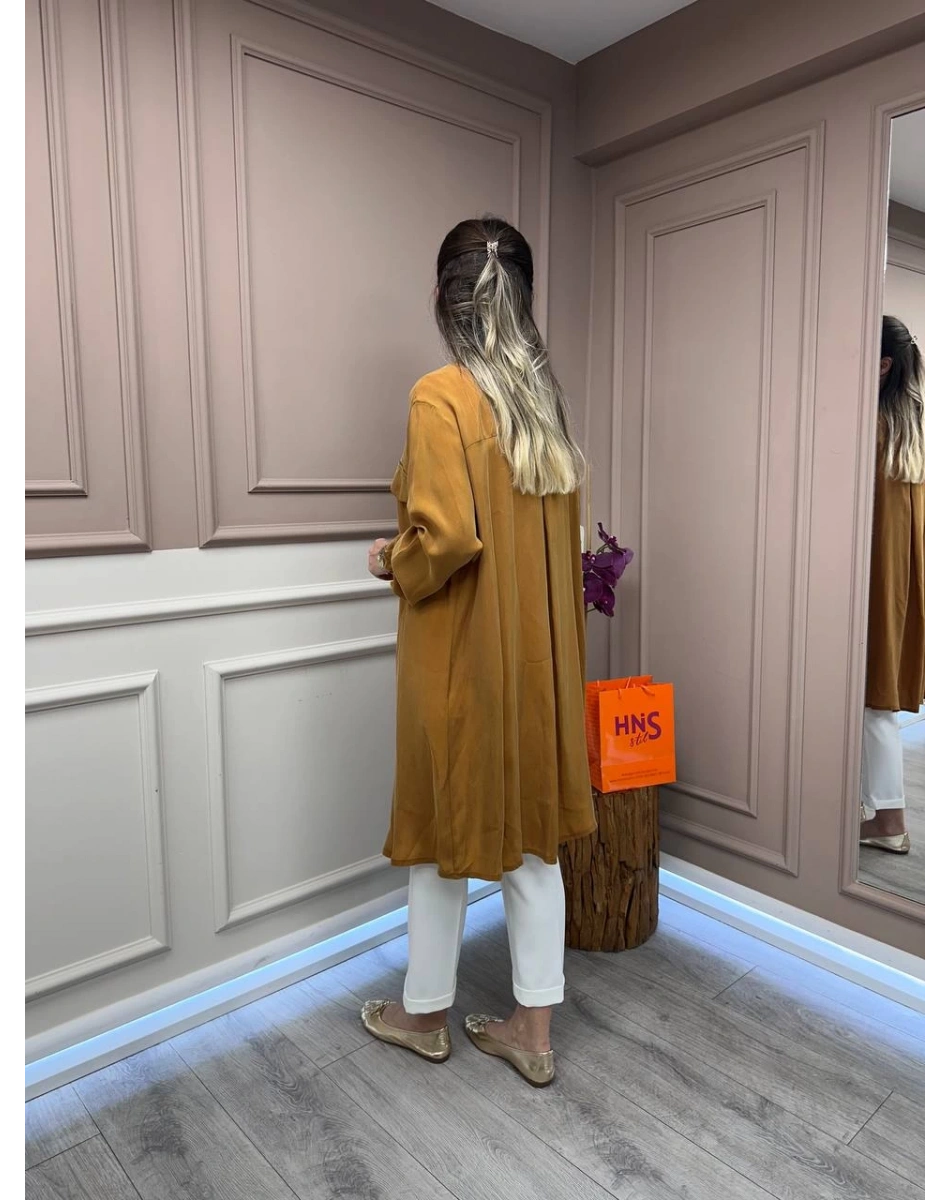 Misswhence 37402 Hardal Fermuarlı Ara Boy Kap