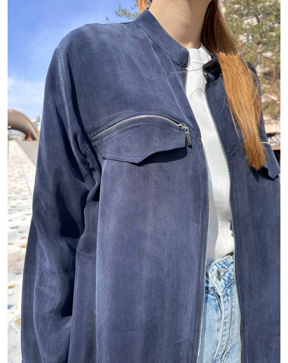 Misswhence 37402 Lacivert Fermuarlı Ara Boy Kap