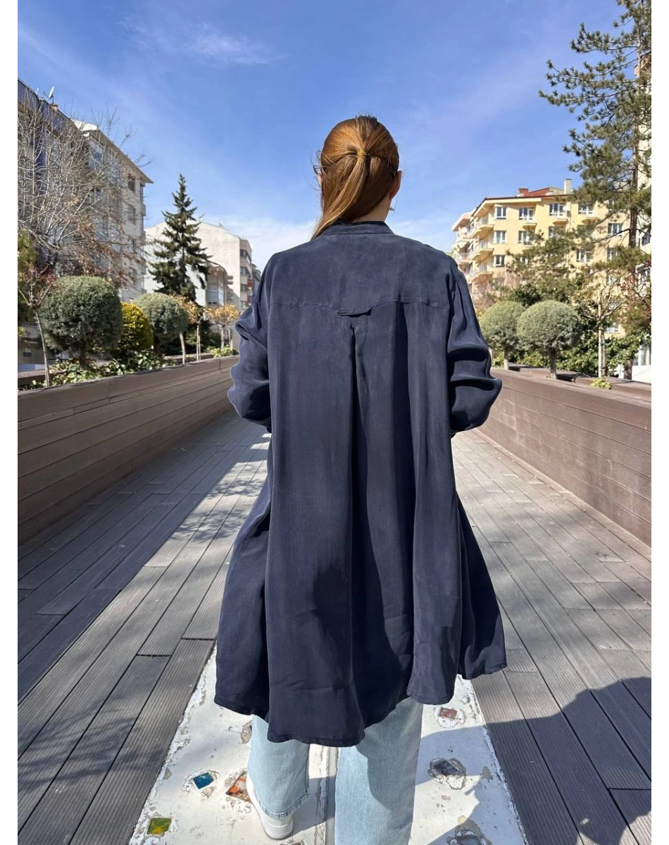 Misswhence 37402 Lacivert Fermuarlı Ara Boy Kap