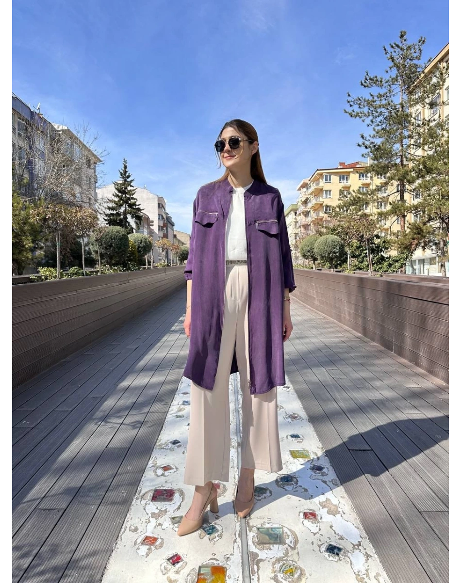 Misswhence 37402 Mor Fermuarlı Ara Boy Kap