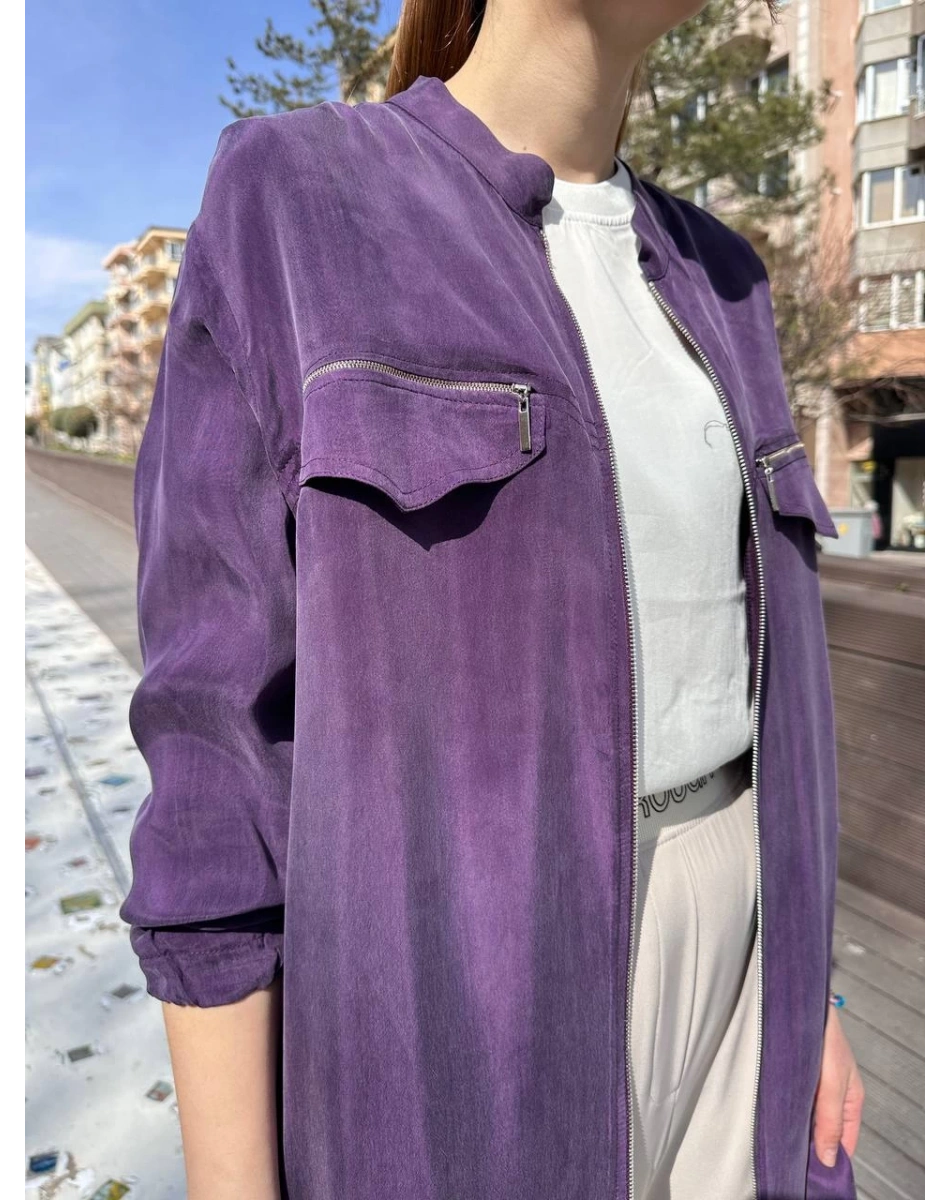 Misswhence 37402 Mor Fermuarlı Ara Boy Kap