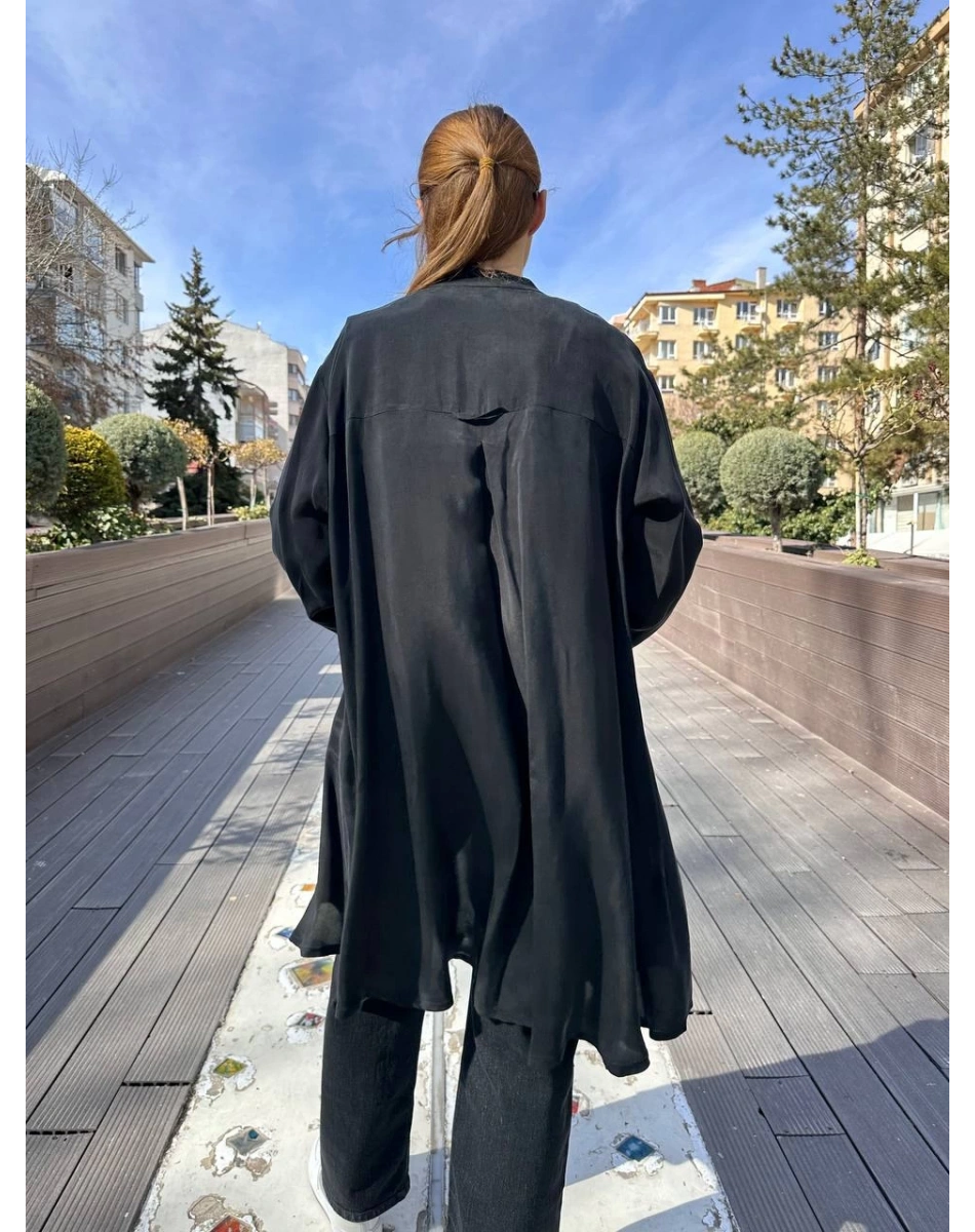 Misswhence 37402 Siyah Fermuarlı Ara Boy Kap