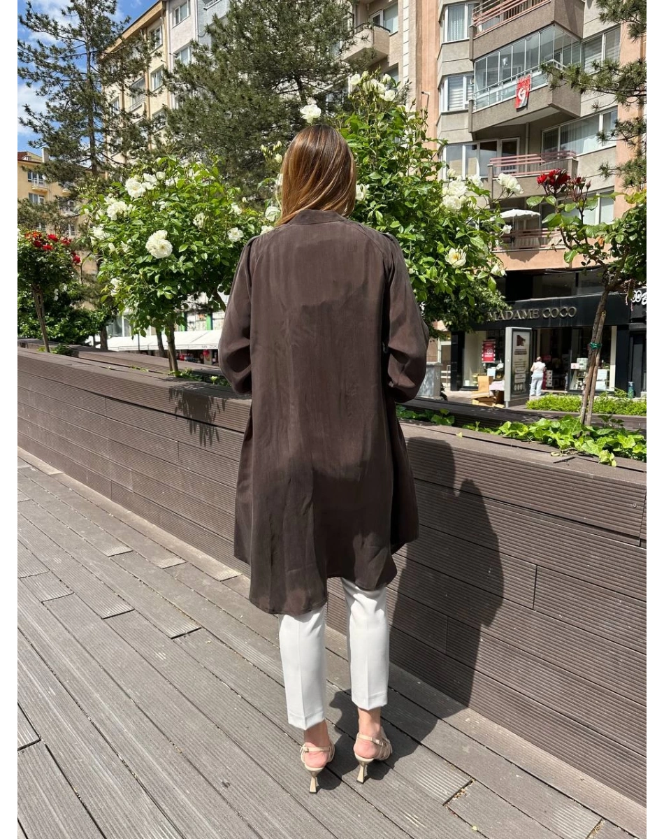 Misswhence 37410 Kahverengi İpek Ara Boy Kap