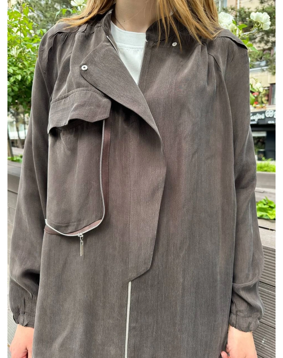 Misswhence 37410 Kahverengi İpek Ara Boy Kap