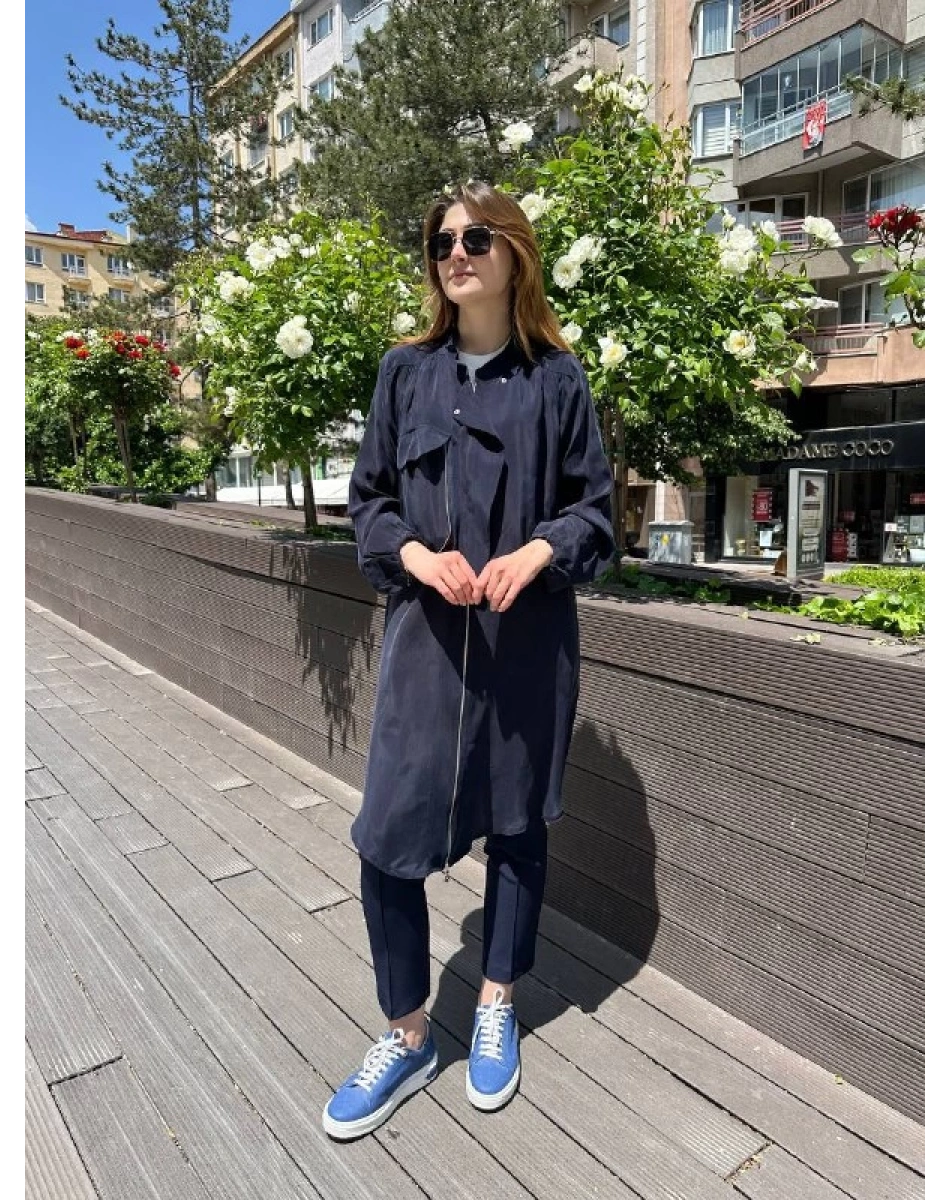 Misswhence 37410 Lacivert İpek Ara Boy Kap