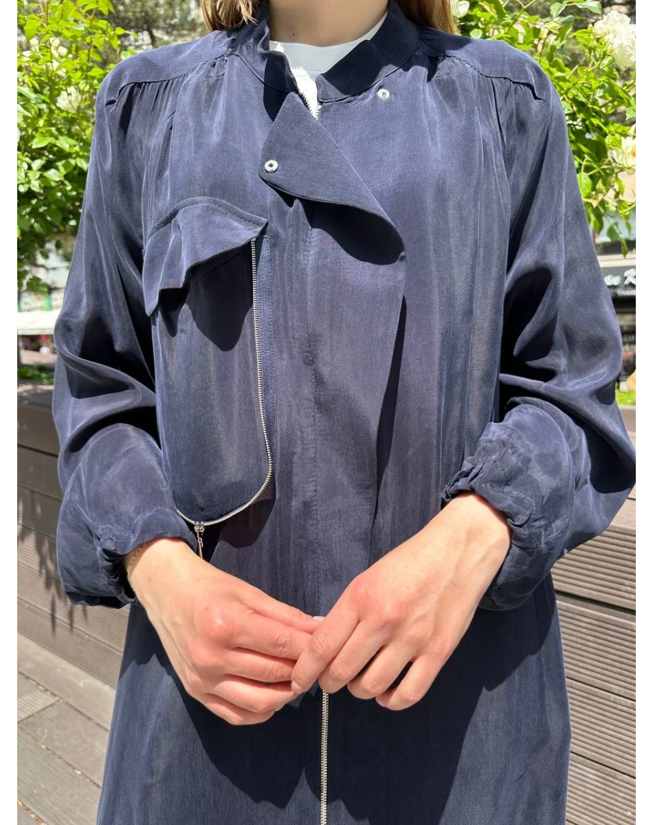 Misswhence 37410 Lacivert İpek Ara Boy Kap