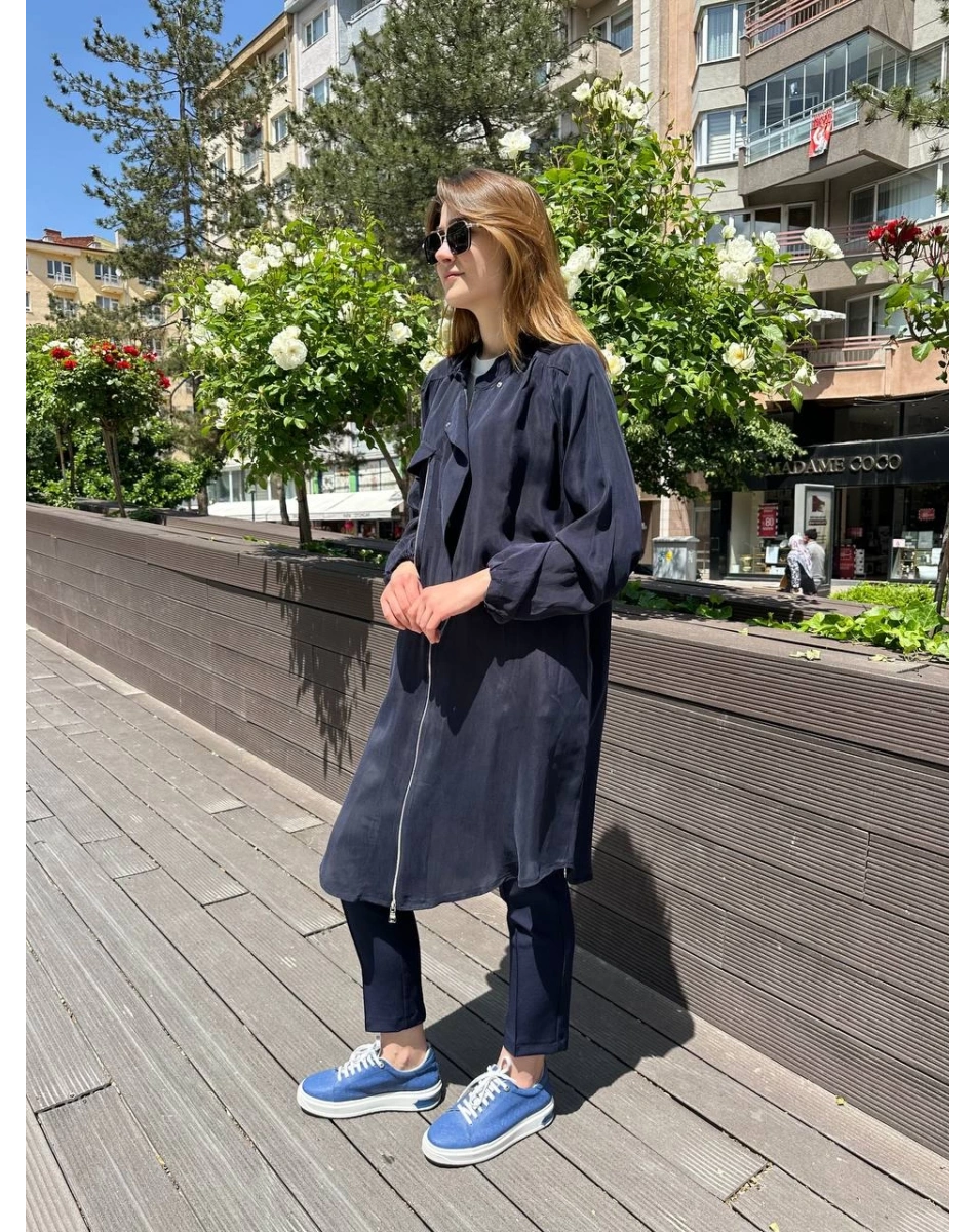 Misswhence 37410 Lacivert İpek Ara Boy Kap