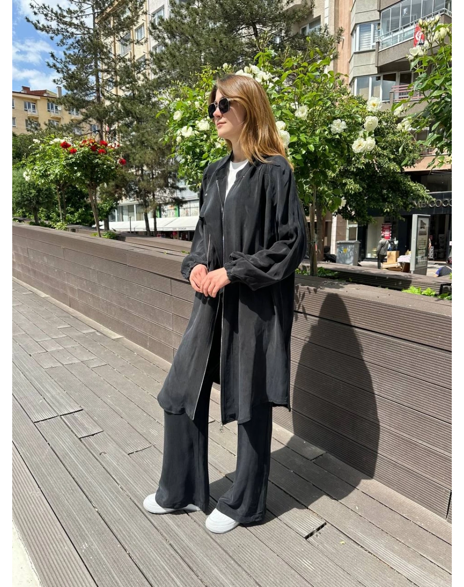 Misswhence 37410 Siyah İpek Ara Boy Kap