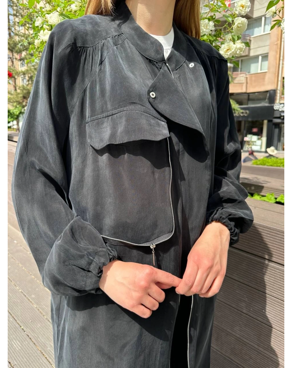 Misswhence 37410 Siyah İpek Ara Boy Kap