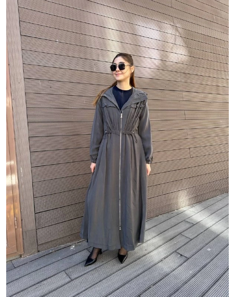 Misswhence 37504 Gri Büzgü Detaylı Kap