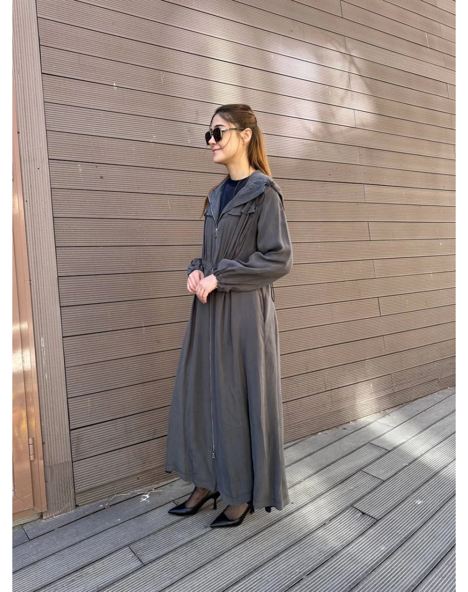 Misswhence 37504 Gri Büzgü Detaylı Kap