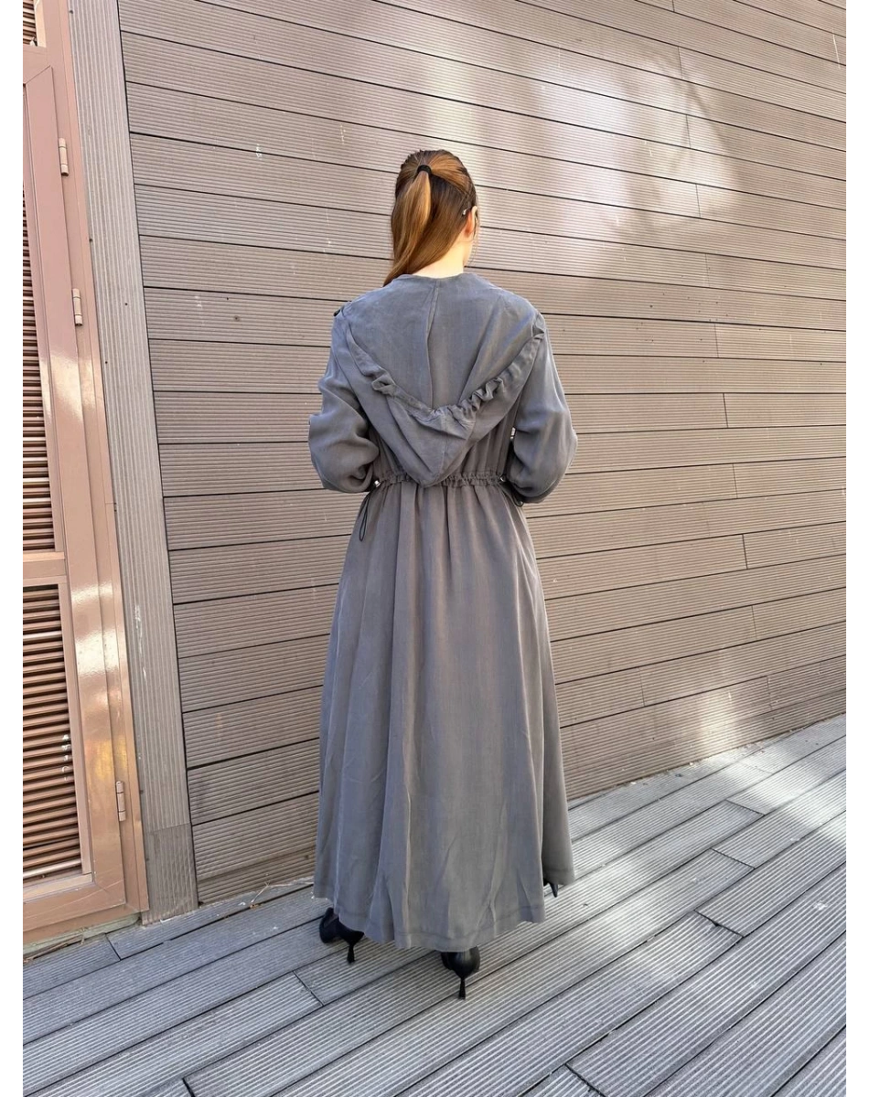 Misswhence 37504 Gri Büzgü Detaylı Kap