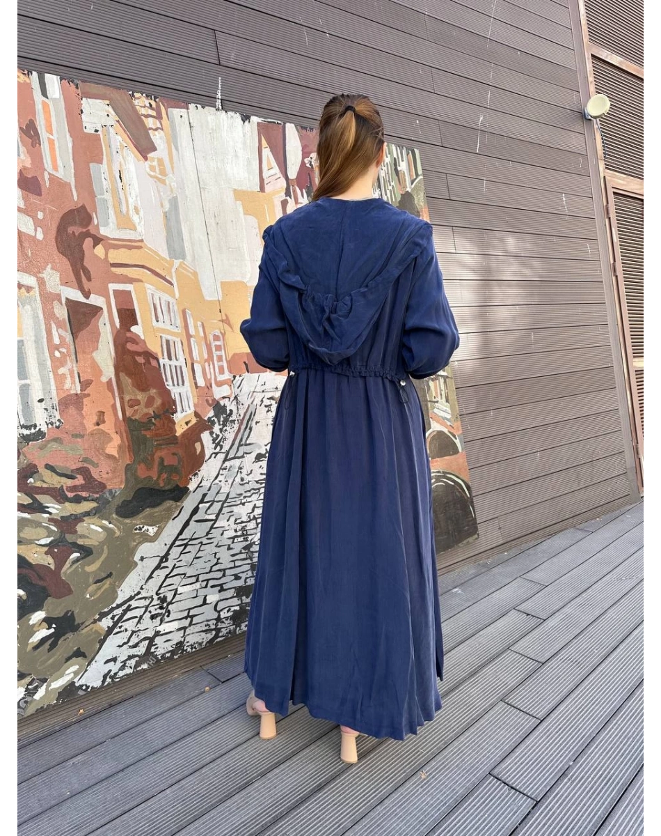 Misswhence 37504 İndigo Büzgü Detaylı Kap