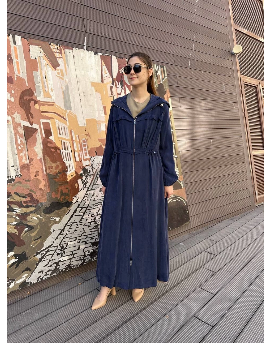 Misswhence 37504 İndigo Büzgü Detaylı Kap