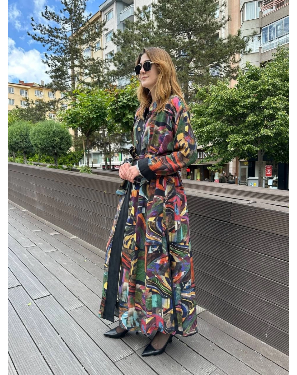 Misswhence 37510 Orijinal Desenli Düğme Detaylı Kap